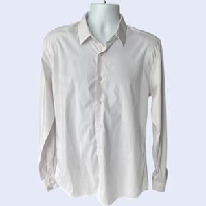 Devre 41/42 Slim Fit Dress Shirt White Long Sleeve Button Front